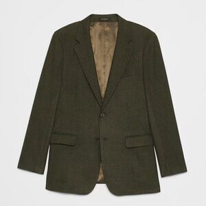 Banana Republic, Tailored Fit Flannel Herringbone Suit Jacket, Olive, 42S, EUC